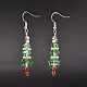 Christmas Glass Beads Dangle Earrings EJEW-JE01624-1