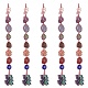 7 チャクラナゲット天然石ポケットペンダント装飾  ナイロン糸と宝石チップのタッセル吊り飾り  レッド  340x22mm HJEW-JM01049-04-1