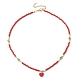 Collier pendentif coeur en alliage émaillé avec perles de graines de verre NJEW-JN04641-4