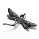 Dragonfly Brass Micro Pave Cubic Zirconia Brooch Findings KK-E671-32B-2