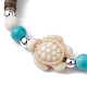 Starfish & Tortoise Synthetic Turquoise Braided Bead Bracelet BJEW-JB09967-01-3