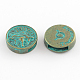 Antike Bronze & grüne Patina plattierte flache runde Zinklegierungs-Diacharme X-PALLOY-Q307-04-NR-1