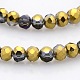 Half Plated Faceted Rondelle Glass Beads Strands GLAA-A024B-HP03-1
