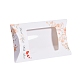 紙枕ボックス  ギフトキャンディー梱包箱  クリアウィンドウ付き  花柄  ホワイト  12.5x8x2.2cm CON-G007-03A-09-1