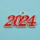 合金エナメルチャーム  鉛フリー及びカドミウムフリー  2024番の魅力  銀  レッド  18.5x36.5x1.5mm  穴：4mm PALLOY-ZX001-12S-01-2