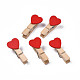 Embarcaciones de madera clavijas clips con los abalorios del corazón WOOD-R249-006-1