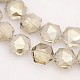 Hexagon Electroplate Pearl Luster Plated Glass Beads Strands EGLA-P015-F10-2