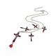 Крест-распятие из огнеупорной эмали с пластиковой подвеской-каплей и серьгами с подвесками SJEW-G081-02AS-4