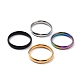 Placcatura ionica (ip) 304 semplice anello a fascia semplice in acciaio inossidabile per le donne RJEW-B036-05-1