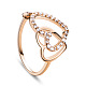 SHEGRACE Heart Adorable Eco-Friendly Real 18K Gold Plated Brass Cuff Rings JR165A-1