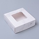 ポリ塩化ビニールのキャンディーボックスが付いている紙  四角い窓付き  ベーカリーボックス用  ベビーシャワーギフトボックス  正方形  ホワイト  9x9x4cm CON-WH0079-80C-02-1