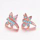 Brass Micro Pave Cubic Zirconia Stud Earrings EJEW-P119-12-2