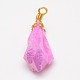 Electroplate Golden Wire Wrapped Gemstone Natural Rough Raw Crystal Pendants G-L133-08C-2