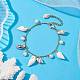 Natural Spiral Shell & Glass Pearl Charm Bracelets BJEW-JB09973-2