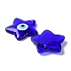 手作りナザールボンジュウランプワークペンダント  星のチャーム  ブルー  38x40x6.5mm  穴：4.5mm LAMP-I026-12-A-2