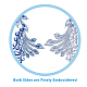 Hobbyay 2 個ブルー孔雀の羽刺繍レースネックライン襟ウォームトーン刺繍パッチクラフトレース縫製刺繍パッチ鳥刺繍花装飾ジーンズ  帽子  衣類 PATC-WH0009-06-3