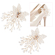 Abs プラスチック模造真珠ビーズの花の結婚式の靴の装飾  銅線巻き  ラインストーン付き  ゴールドカラー  80x62x10mm FIND-WH0126-71G-1