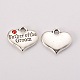 Wedding Theme Antique Silver Tone Tibetan Style Heart with Father of the Groom Rhinestone Charms TIBEP-N005-13A-1