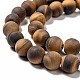 Natural Frosted Tiger Eye Round Bead Strands G-M064-10mm-02-3
