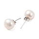 Boucles d'oreilles à perles rondes en perles naturelles EJEW-E298-01F-01P-2