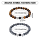 Fibloom 3 ensembles 3 styles de bracelets extensibles à perles rondes en verre et pierres précieuses naturelles et synthétiques mélangées BJEW-FI0001-39-2