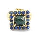 Natural Malachite & Lapis Lazuli Adjustable Ring RJEW-B030-01A-07-3