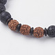 Braccialetti elasticizzati con perle di roccia lavica naturale BJEW-E326-12D-2