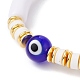 Mauvais œil perles au chalumeau bracelet extensible BJEW-JB07222-01-5