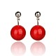 Natural Mashan Jade Ball Dangle Stud Earrings for Lady EJEW-PJE680-1