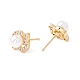 Cubic Zirconia Flower Stud Earrings with Acrylic Pearl EJEW-F282-42G-2