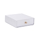 四角い紙引き出しジュエリーセットボックス  真鍮製リベット付き  ピアス用  指輪とネックレスのギフト包装  ホワイト  9x9x3~3.2cm CON-C011-03A-07-1