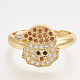 Ciondoli in ottone con zirconi cubici e orecchini a bottone e anelli regolabili set di gioielli SJEW-S043-04-2