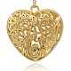 Nickel Free & Lead Free Golden Alloy Hollow Heart Necklace Pendants PALLOY-J218-144G-1