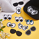 FINGERINSPIRE 36 Pcs 6 Style Iron on Eye Patches 2.4~3.2Inch Cloth White Black Sewing Applique Sticker Patch Cute Eye Sunglasses Embroidered Patches for Clothing Repair Jackets Dress DIY Accessories DIY-FG0004-72-4