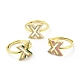 Mixed Color Enamel Initial Letter Adjustable Ring with Clear Cubic Zirconia RJEW-P045-01G-X-1