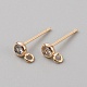 Плоская круглая серьга-гвоздик из латуни с микропаве из кубического циркония KK-WH0062-41B-G-2
