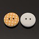 2-Hole Flat Round Polka Dot Printed Wooden Sewing Buttons X-BUTT-M007-05-2
