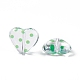 透明なアクリルビーズ  水玉柄の心  透明  グリーン  15.5x17.5x6mm  穴：1.7mm OACR-C009-05A-2