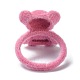 Anello regolabile con orso floccato per ragazze adolescenti RJEW-G117-01B-2
