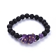 Bracelets extensibles à perles rondes en pierre de lave naturelle BJEW-JB05118-02-1