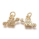 Brass Micro Pave Clear Cubic Zirconia Charms ZIRC-C020-41G-2