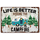 Superdant Lagerfeuer-Blechschild „Life is better“ AJEW-WH0189-112-1