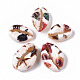 Printed Natural Cowrie Shell Beads SSHEL-R047-01-D03-2
