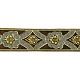 フラットシェニールジャカード織りリボン  花のリボン  キャメル  3-3/8インチ（85mm） SRIB-XCP0001-17A-1
