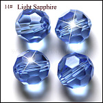 Imitazione branelli di cristallo austriaco, grado aaa, sfaccettato (32 sfaccettatura), tondo, blu fiordaliso, 8mm, Foro: 0.9~1.4 mm