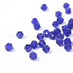 Abalorios de vidrio de cristal de imitación, transparente, facetados, bicono, azul real, 4x3.5mm, agujero: 1 [2 mm aproximamente] unidades / bolsa