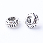 Séparateurs perles en alliage de style tibétain, rondelle, Sans cadmium & sans nickel & sans plomb, argent antique, 7.5x3~4mm, Trou: 3mm