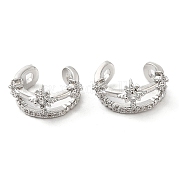 Серьги-каффы со звездами из латуни с микропаве и цирконием EJEW-E290-11P