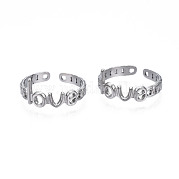 304 Stainless Steel Word Love Open Cuff Ring for Women RJEW-S405-262P