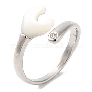 Natural Shell Spanner Open Cuff Ring with Cubic Zirconia RJEW-G288-07P